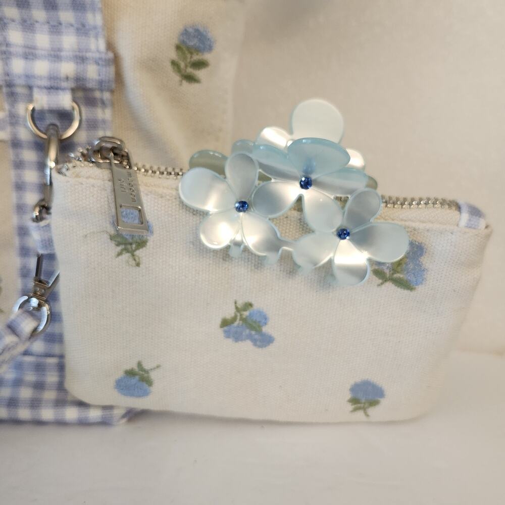 NWT Madden Girl Blue Mini Tote Embroidered Canvas Handbag Crossbody Country - Picture 5 of 9